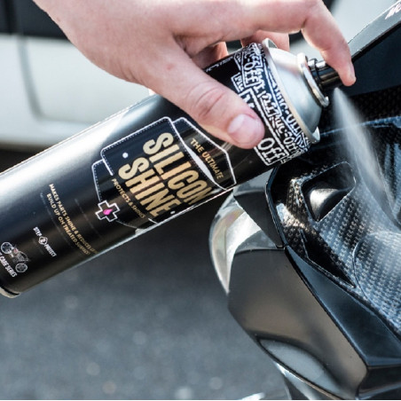 Spray de protection Muc-Off Motorcycle Silicon Shine 500ml – Brillance et protection moto