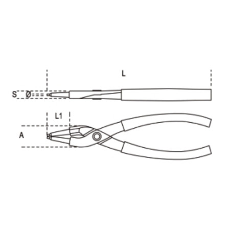 Pince à circlips intérieurs Beta becs droits 180 mm