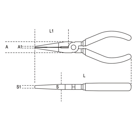 Pince à becs plats longs Beta 200 mm bi-matière confort