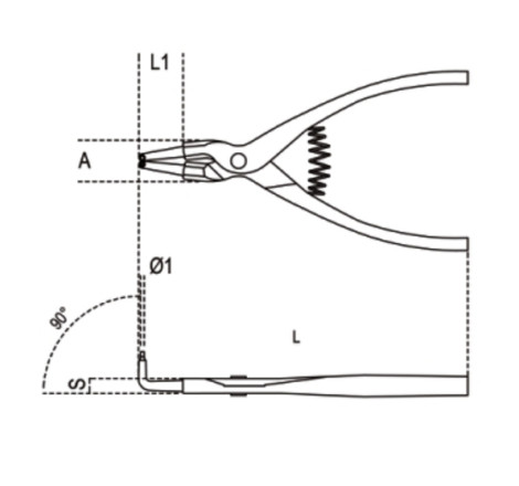 Pince à circlips extérieurs Beta becs coudés 90° 175 mm