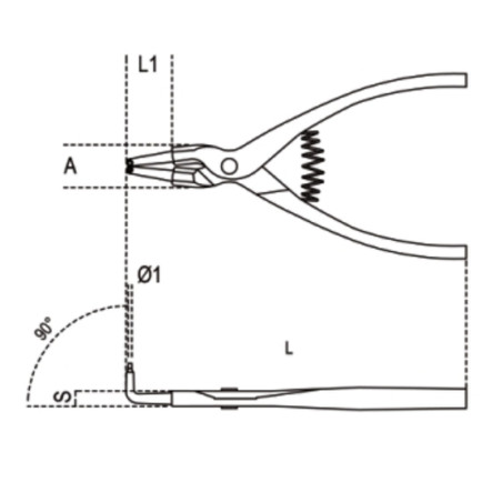Pince à circlips extérieurs Beta becs coudés 90° 175 mm