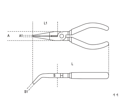 Pince à becs coudés plats longs Beta 200 mm bi-matière