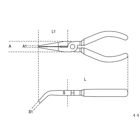 Pince à becs coudés plats longs Beta 200 mm bi-matière