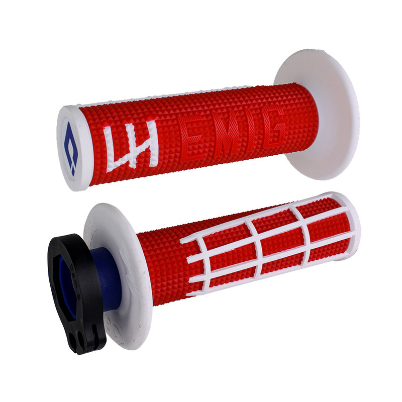Revêtements de poignées ODI EMIG 2.0 V2 Lock-On rouge/blanc
