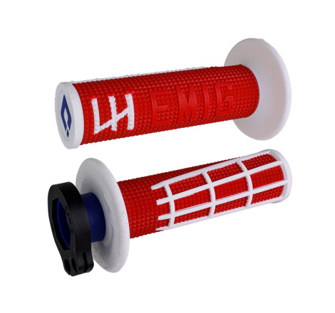 Revêtements de poignées ODI EMIG 2.0 V2 Lock-On rouge/blanc