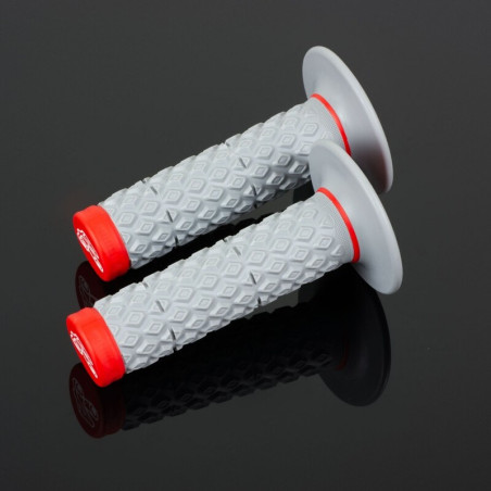 Revêtements Renthal MX Dual Glue-On Comfort grips gris/rouge