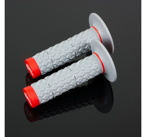 Revêtements Renthal MX Dual Glue-On Comfort grips gris/rouge