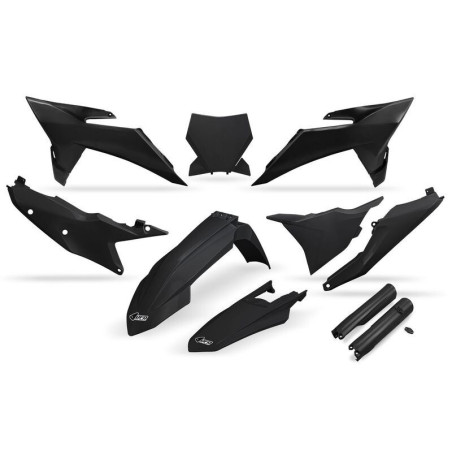 Kit plastiques complet + protections de fourche UFO - noir 125/250/350/450 SX/SX-F