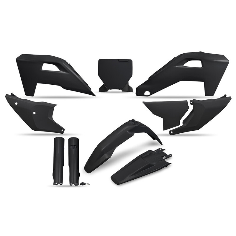 Kit plastiques complet + protections de fourche UFO Noir pour Husqvarna TC / FC 125 / 250 / 350 / 450