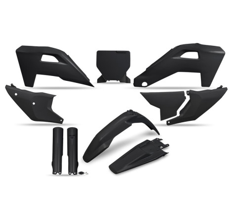 Kit plastiques complet + protections de fourche UFO Noir pour Husqvarna TC / FC 125 / 250 / 350 / 450