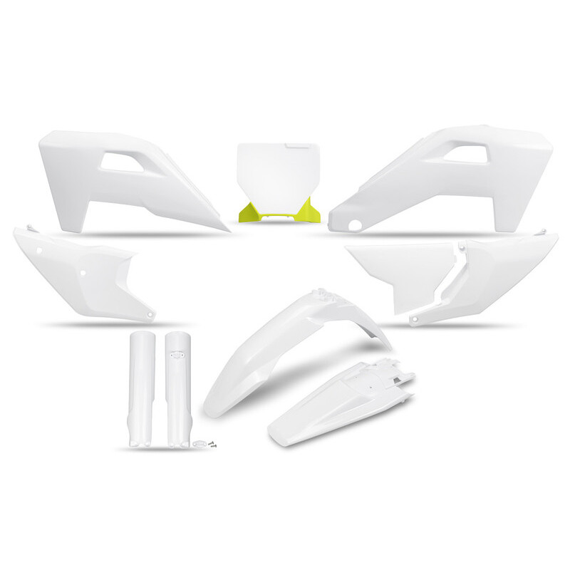 Kit plastiques complet + protections de fourche UFO Blanc / OEM pour Husqvarna TC / FC 125 / 250 / 350 / 450