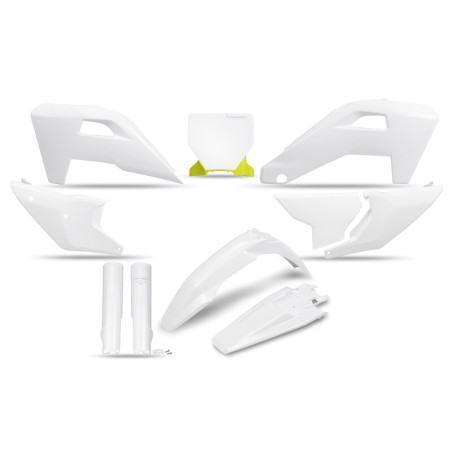 Kit plastiques complet + protections de fourche UFO Blanc / OEM pour Husqvarna TC / FC 125 / 250 / 350 / 450