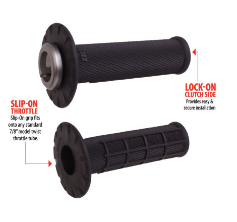 Revêtements universels ODI Lock-On semi-gaufré grips noir/noir