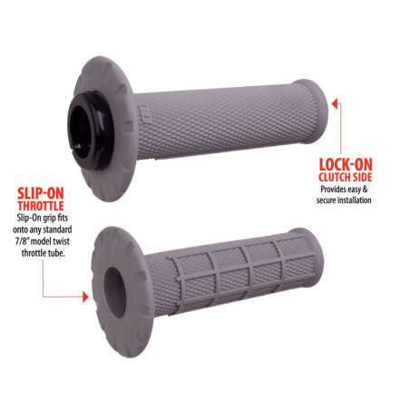 Revêtements universels ODI Lock-On semi-gaufré grips gris/argent