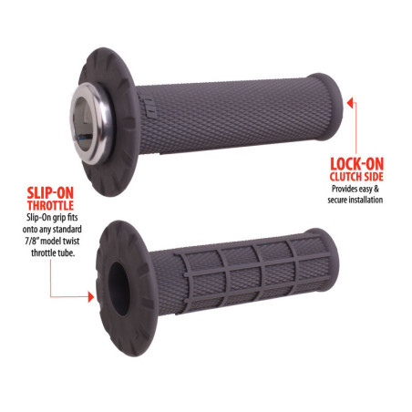 Revêtements universels ODI Lock-On semi-gaufré grips graphite/argent