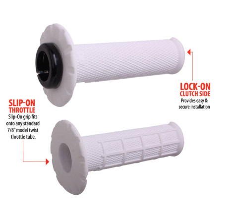 Revêtements universels ODI Lock-On semi-gaufré grips blanc/noir