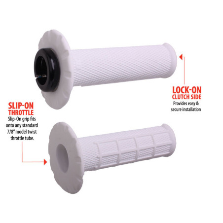Revêtements universels ODI Lock-On semi-gaufré grips blanc/noir