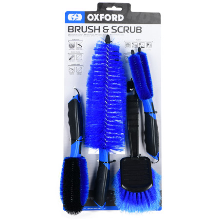 Kit de brosses de nettoyage Oxford Products - entretien moto complet et précis haute efficacité