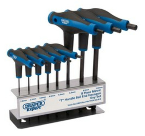 Jeu de 8 Clés Mâles 6 Pans Emmanchées DRAPER | Clés Allen Ergonomiques