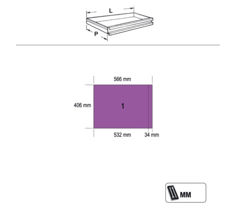Module fixe Beta 7 tiroirs gris atelier outillage
