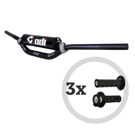 Kit guidon ODI CFT Podium MX + 3 paires de poignées MX V2 Lock-On semi-gauffrées