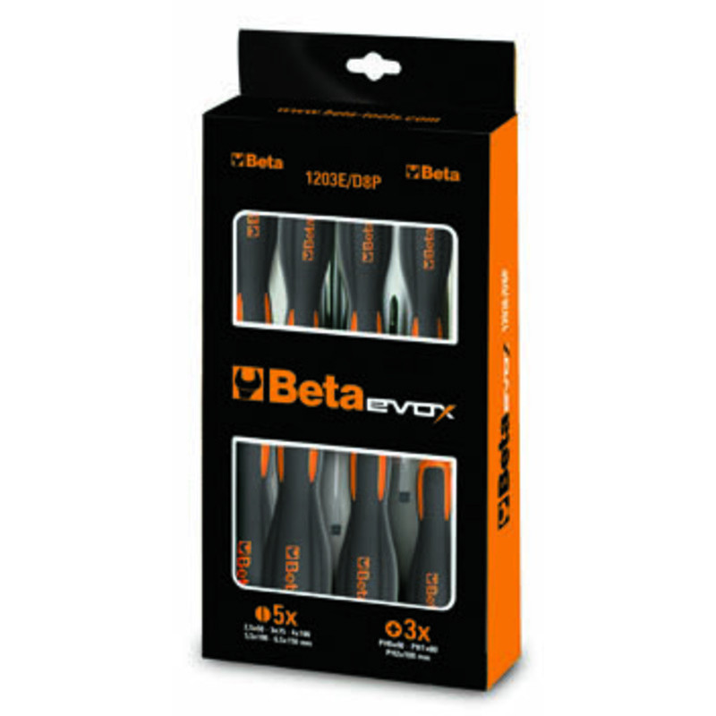 Jeu de 8 tournevis Beta Tools à fente et cruciforme