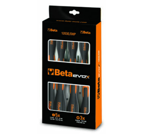 Jeu de 8 tournevis Beta Tools à fente et cruciforme