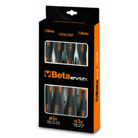 Jeu de 8 tournevis Beta Tools à fente et cruciforme