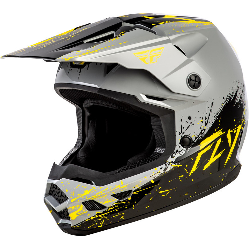 Casque enfant FLY RACING Kinetic Drip Taille YL - gris/noir/jaune