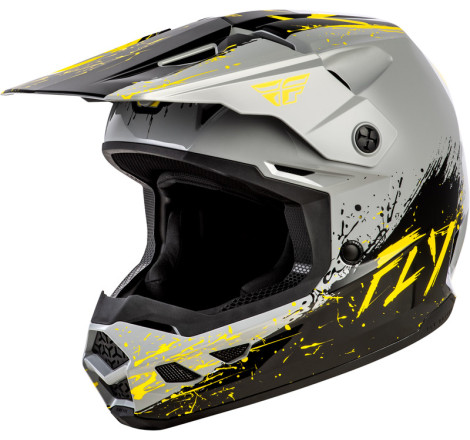 Casque enfant FLY RACING Kinetic Drip Taille YM - gris/noir/jaune
