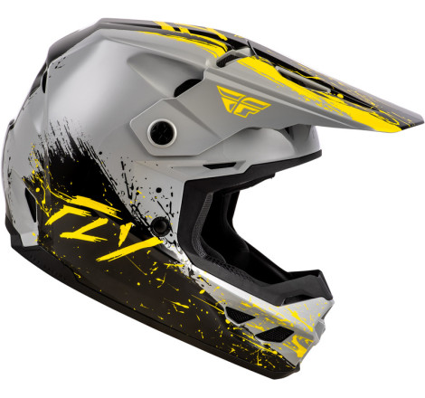 Casque enfant FLY RACING Kinetic Drip Taille YM - gris/noir/jaune
