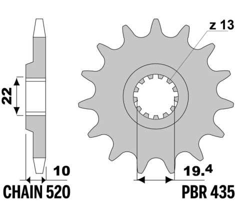 Kit chaîne EK/PBR 520SROZ2 - 15/43-112 - Couronne acier standard