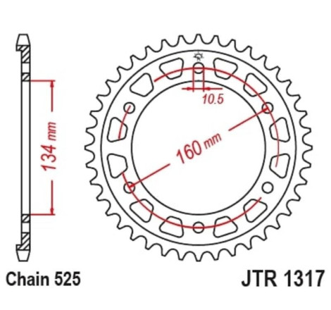 EK/JT Kit chaîne  525ZVX3 - 16/40-122 - Couronne acier standard