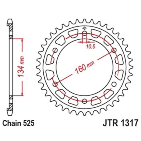 EK/JT Kit chaîne  525ZVX3 - 16/40-122 - Couronne acier standard