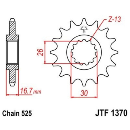 EK/JT Kit chaîne  525ZVX3 - 16/40-122 - Couronne acier standard