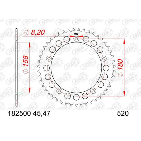 Kit chaîne AFAM 520XSR 15/43-114 - couronne standard
