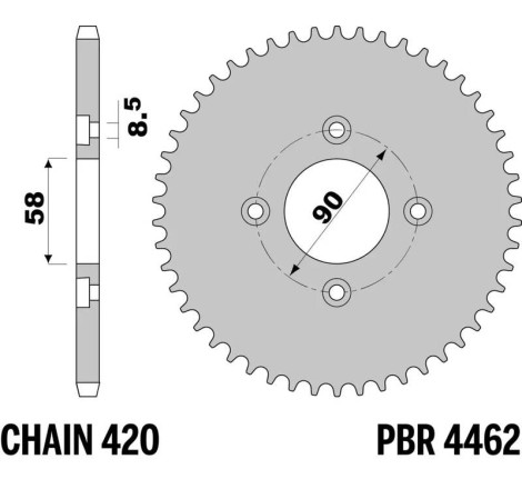 EK/JT Kit chaîne  420SR - 15/34-98 - Couronne acier standard