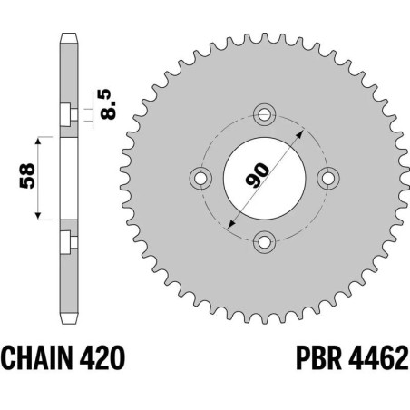 EK/JT Kit chaîne  420SR - 15/34-98 - Couronne acier standard