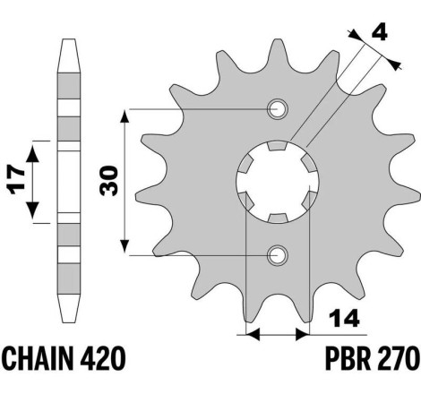 EK/JT Kit chaîne  420SR - 15/34-98 - Couronne acier standard