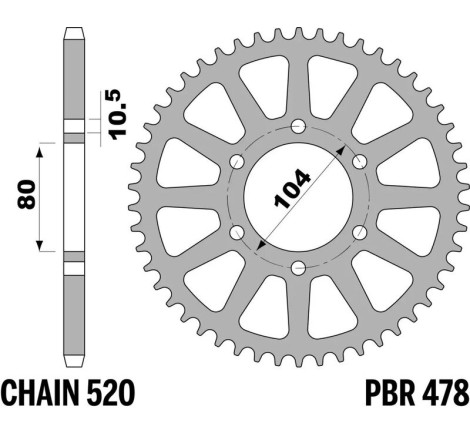 Kit chaîne EK/PBR 520SROZ2 - 14/48-114 - Couronne acier standard