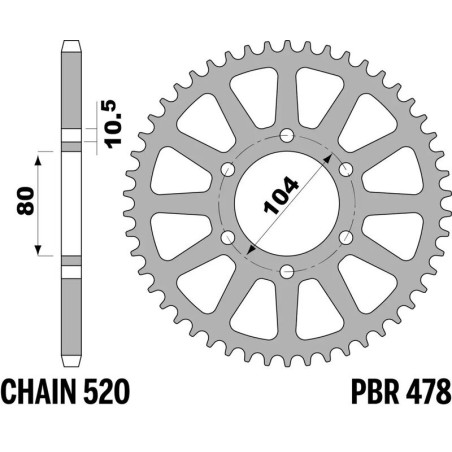 Kit chaîne EK/PBR 520SROZ2 - 14/48-114 - Couronne acier standard