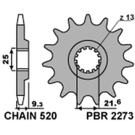 Kit chaîne EK/PBR 520SROZ2 - 14/48-114 - Couronne acier standard