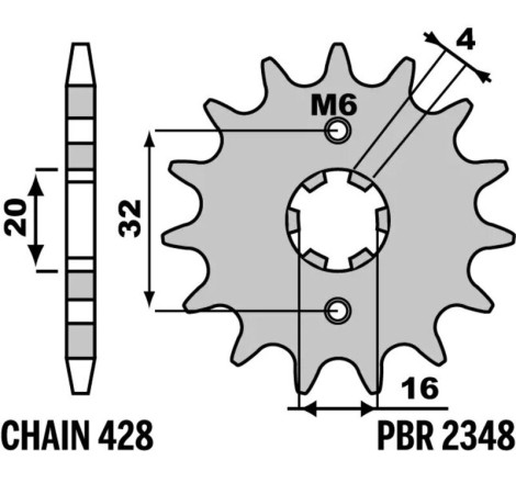 EK/JT Kit chaîne  428SR - 14/45-122 - Couronne acier standard