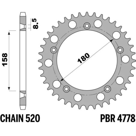 Kit chaîne EK/PBR 520 MVXZ2 - 15/43-116 - Couronne acier standard