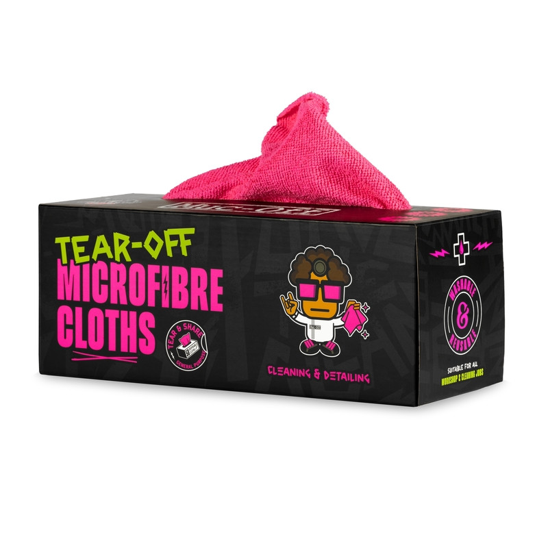 Lingettes microfibres Muc-Off Tear-Off - rouleau de 50 - nettoyage moto sans traces haute performance