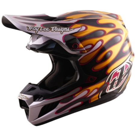 Casque TROY LEE DESIGNS SE5 Carbon MIPS – Overspray noir/or, Taille XS