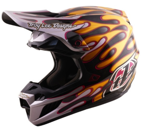 Casque TROY LEE DESIGNS SE5 Carbon MIPS – Overspray noir/or, Taille XXL, protection carbone premium
