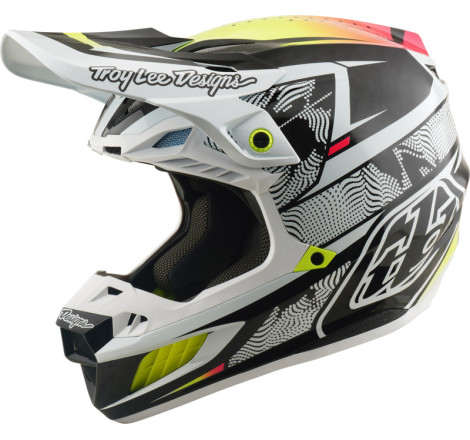 Casque TROY LEE DESIGNS SE5 Carbon MIPS – Lined Up blanc, Taille S