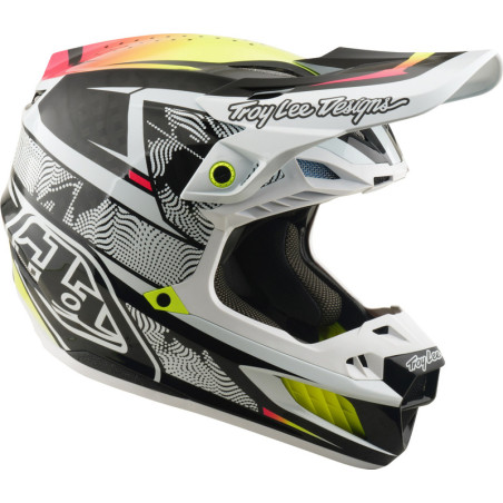 Casque TROY LEE DESIGNS SE5 Carbon MIPS – Lined Up blanc, Taille XL