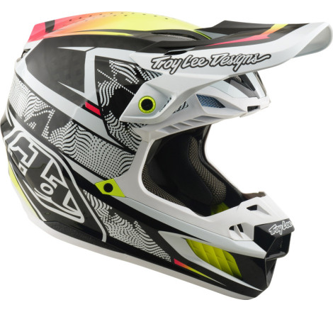 Casque TROY LEE DESIGNS SE5 Carbon MIPS – Lined Up blanc, Taille M